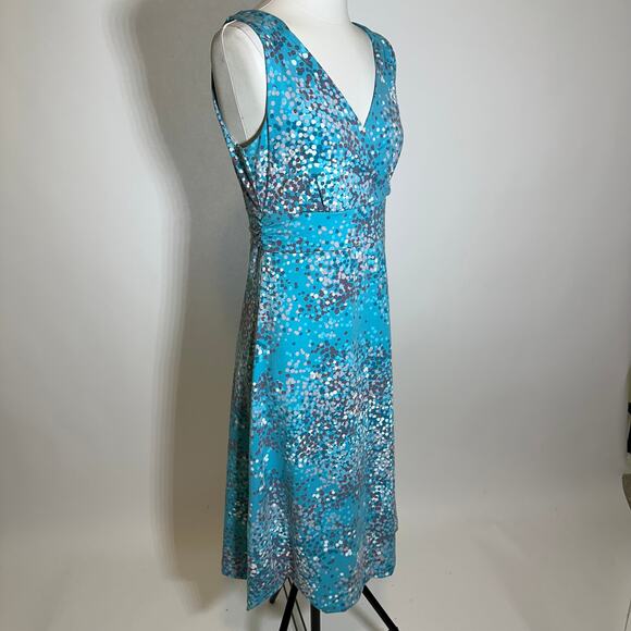 Eddie Bauer Blue Polka Dot Sleeveless Faux Wrap Sun Dress Womens Size Medium M - Picture 4 of 12